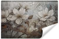 Fototapeta Ścienna KWIATY Liście Styl Vintage Beton Mur 400cm x 280cm