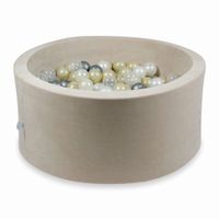 Suchy basen 90x40cm Velvet Soft Beżowy z piłeczkami 300szt (jasnozłote, opalizujące, perłowe, przezroczyste, srebrne)