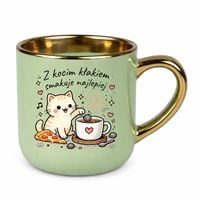 Z kocim kłakiem smakuje najlepiej - elegancki kubek na prezent zielony