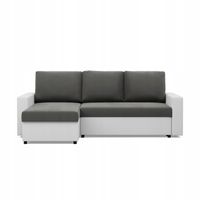 KANAPA NAROŻNIK LUNA POPIEL BIAŁY Rogówka Rozkładana z Funkcją Spania