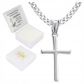 Krzyżyk srebrny łańcuszek zestaw komunijny dla chłopca na prezent