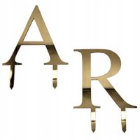 Złote lustrzane LITERY INICJAŁY XL na tort weselny ślubny zestaw 2sz HIT!