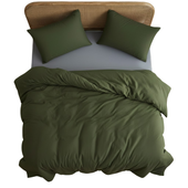 Pościel 200x220 cm z poszewkami 80x80 cm Boho Zielona Tuftowana Miękka