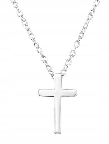 SREBRNY ŁAŃCUSZEK NASZYJNIK KRZYŻ KRZYŻYK NA KOMUNIĘ GRAWER na Arena.pl