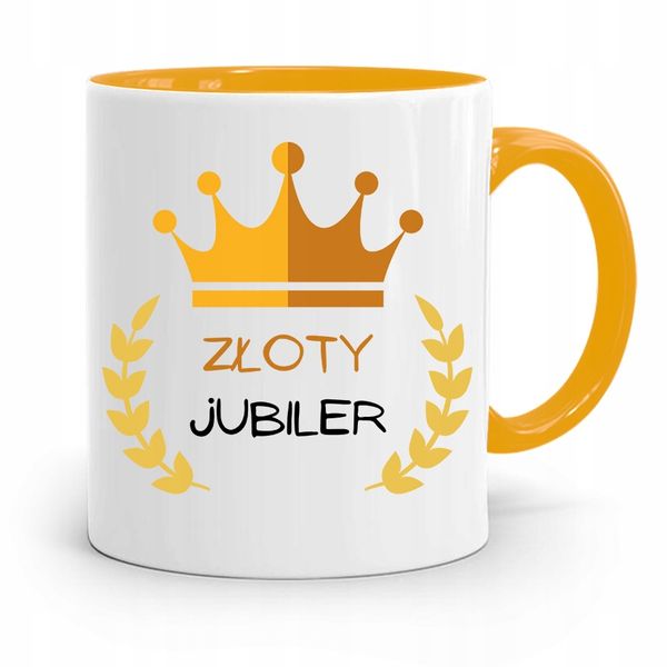 Dla Jubilera Kubek Żółty Złoty Jubiler Prezent Z Nadrukiem Ze Zdjęciem zdjęcie 1