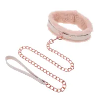 sportsheets s&m peaches ‘n creame fur collar & leash kremowy, regulowany