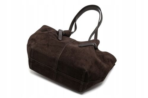 Czekoladowa torebka zamszowa shopper brąz SKÓRA ZAMSZ NATURALNY Vera Pelle na Arena.pl