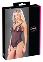 cottelli lingerie body siateczkowe z koronką, otwarta konstrukcja, m
