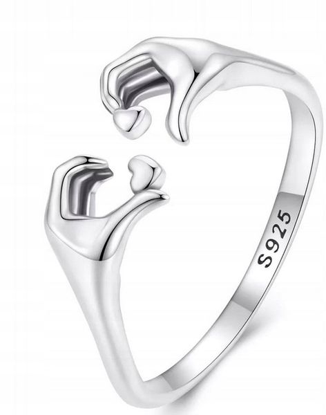 Pierścionek srebro DŁONIE regulowany s925 +pudełko zdjęcie 6