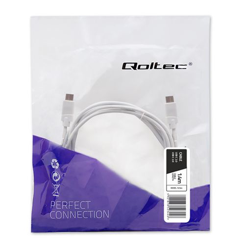 Qoltec Kabel USB 2.0 typ C męski | USB 2.0 typ C męski | 1.4m | Biały na Arena.pl