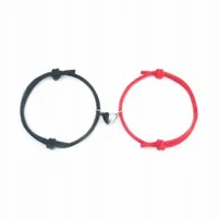 Bransoletki Dla Par Przyjaciół Serce Magnetyczne Czarna Czerwona Walentynki