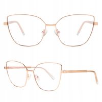 OKULARY ZERÓWKI DAMSKIE KOCIE KOBIECE OPRAWKI ROSE GOLD BLUE LIGHT BLOCK