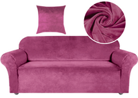 POKROWIEC NA KANAPĘ SOFĘ NAROŻNIK ELASTYCZNY WELUR 190-230 CIEMNY RÓŻ
