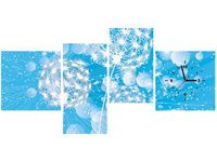 45CM 120CM ZEGAR 4 ELEM DMUCHAWCE ABSTRAKCYJNYM BŁĘKITNYM TLE ŚCIENNY