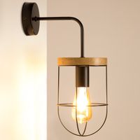 Lampa ścienna NETUNO 920451104 druciana drewniana czarna drewno