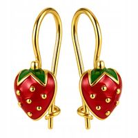 Złote Kolczyki 925 Kolorowe Truskawki dla dzieci