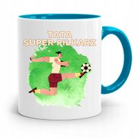 Kubek Błękitny Dla Taty Ojca Tata Super Piłkarz Z Nadrukiem Ze Zdjęciem