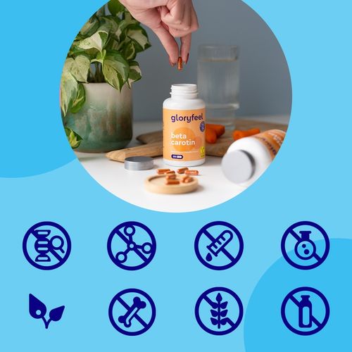 BETA KAROTEN SUN - 200 wegański kapsułek naturalny BETA KAROTEN gloryfeel na Arena.pl