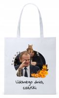 Donald Tusk Platforma Torba Eco Biała Shopper Z Nadrukiem Ze Zdjęciem