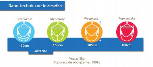 POTENZA Krzesełko hamakowe COSTA 130x160 cm grafit na Arena.pl