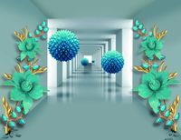 fototapeta TUNEL TURKUSOWE KWIATY DRZEWO 260x180