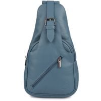 plecak miejski crossbody damski skórzany - szaroniebieski