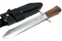 Nóż myśliwski BOWIE ręcznie wykonany stal D2 drewno BURL skóra etui sztylet