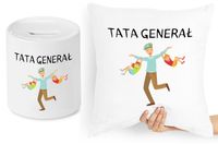 Dla Taty Zestaw Poduszka + Skarbonka Prezent Z Nadrukiem Ze Zdjęciem