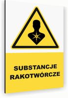 Tabliczka znak informacyjny 40x30 Biała SUBSTANCJE RAKOTWÓRCZE Nierdzewna