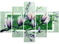 105CM 150CM ZEGAR 5 ELEM SŁODYCZ MAGNOLII ZIELENI DRUK OBRAZ