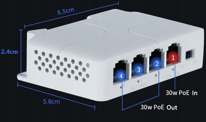 EXTENDER / SWITCH POE 4-PORTOWY 1Poe IN, 3xPoe OUT zdjęcie 6