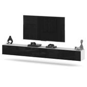 Szafka Rtv Wisząca 280cm Pod Tv Nowoczesna Do Salonu Biały Czarny Połysk