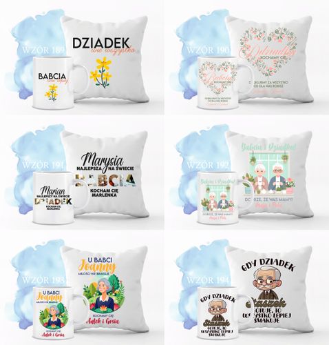 Zestaw PODUSZKA i KUBEK personalizowany PREZENT DLA dziadka TWÓJ TEKST na Arena.pl