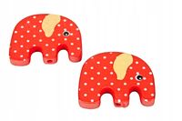 Drewniane koraliki SŁOŃ 25x31mm czerwony 2szt