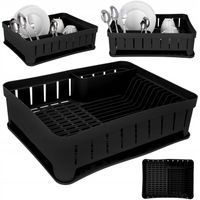 SUSZARKA DO NACZYŃ stojąca ociekacz naczynia talerze sztućce czarna plastik