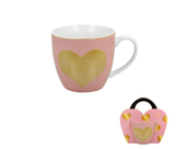 KUBEK DUO WALENTYNKI SERCE RÓŻOWY ZŁOTY NA PREZENT 460 ML