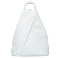 VERA PELLE plecak damski skórzany elegancki trójkątny V509 biały