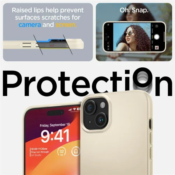etui spigen thin fit na iphone 15 plus - beżowe zdjęcie 6
