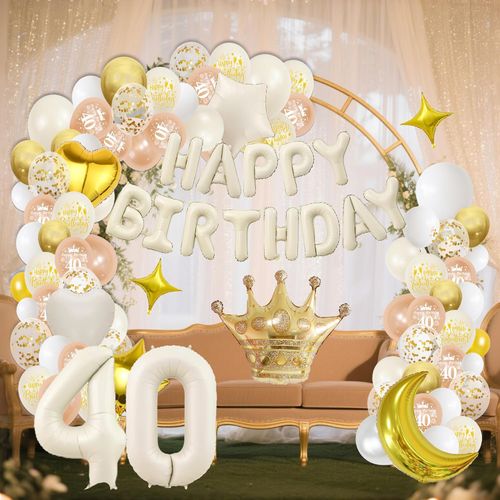 Balony na 40 Urodziny Zestaw Białe Złoto Girlanda Cyfra 40 XXL 108 sztuk na Arena.pl