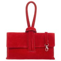 VERA PELLE torebka damska zamszowa listonoszka z paskiem V678 czerwona