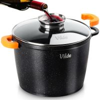 Garnek Granitowy z Pokrywką do Gotowania Duszenia Pieczenia 24 cm 6,7L