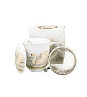 KUBEK Z ZAPARZACZEM POKRYWKĄ DO ZIÓŁ DUO ŁABĘDŹ NA PREZENT 400 ML