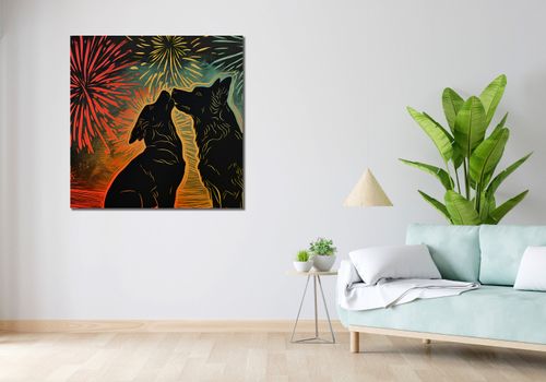 Obraz 100x100cm Psi Uścisk na Arena.pl