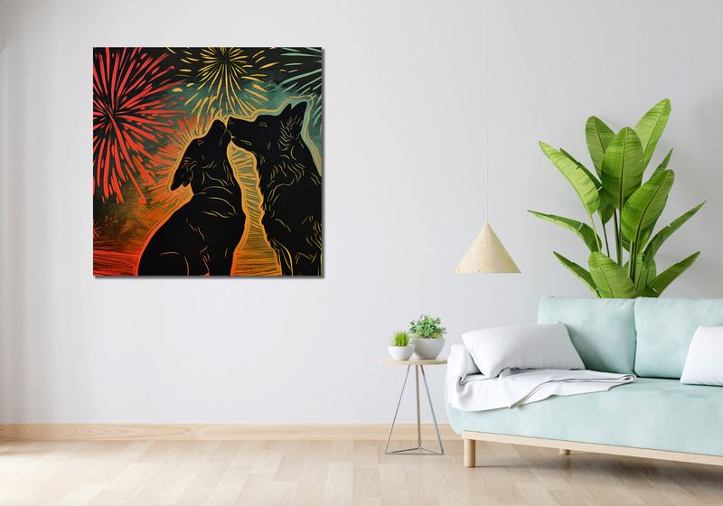 Obraz 100x100cm Psi Uścisk zdjęcie 2