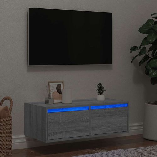 Szafka pod TV z LED, szary dąb sonoma, 75x35,5x25 cm na Arena.pl