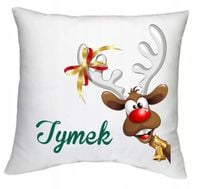 Foto poduszka z nadrukiem PREZENT na święta imię Mikołajki Choinka Szkoła
