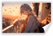 Fototapeta PREMIUM STRUKTURA ZMYWALANA anime manga dziewczyna postać