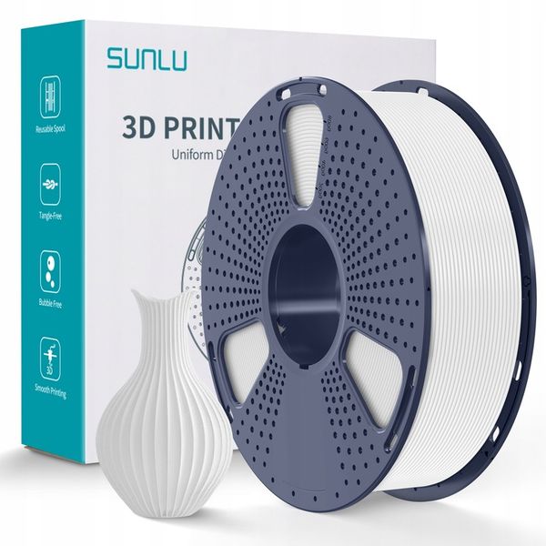 FILAMENT SUNLU 1.75 mm PLA+ Plus White Biały 1kg zdjęcie 1