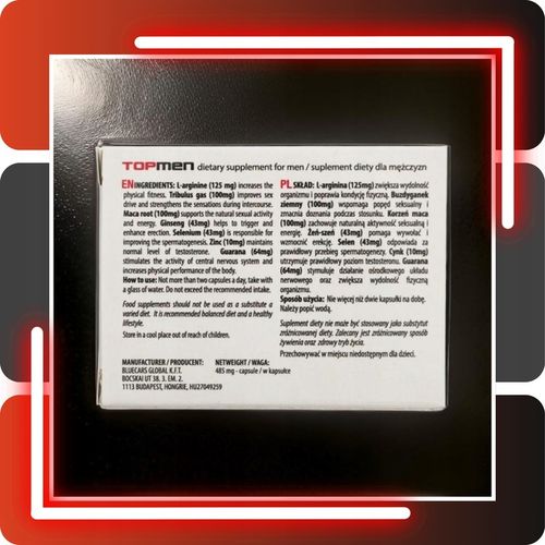 2x Tabletki na erekcje potencje TOP-MEN Libido Sex Szybki Efekt Działa 24h na Arena.pl