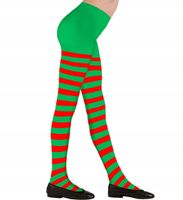 RAJSTOPY ELFA DZIECIĘCE W ZIELONO-CZERWONE PASKI DZIECI WIEK 11-14